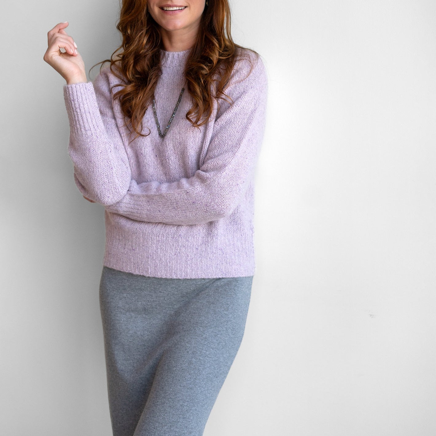Marl Knit Pullover in Light Purple