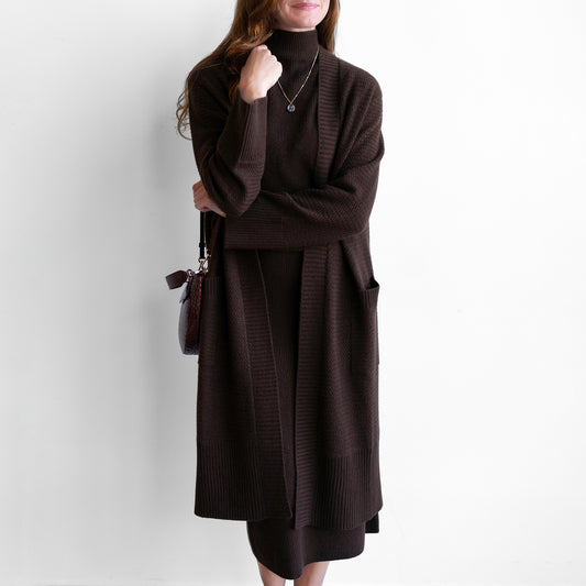 Textured Duster in Chocolate Brown