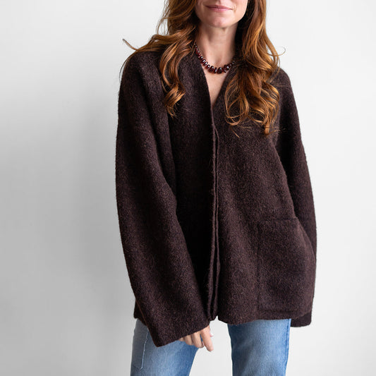 Double Face Cardigan in Merlot