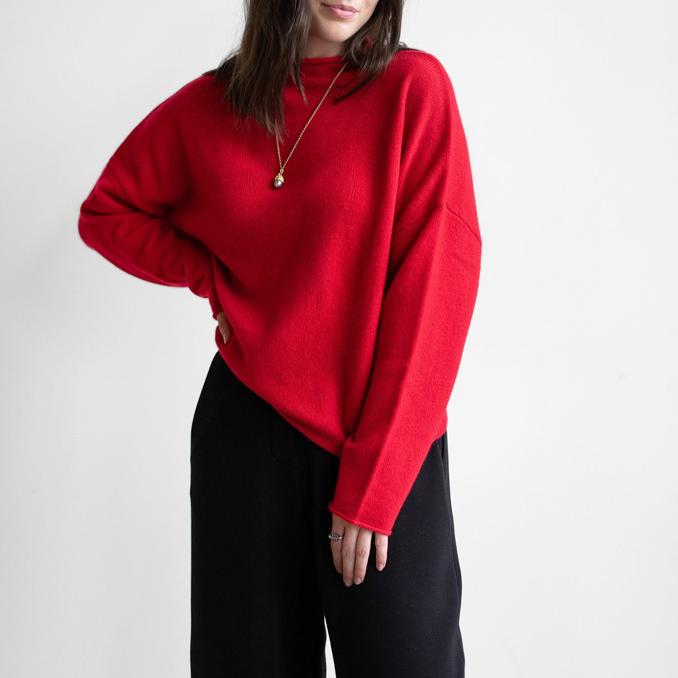 Slouchy Pullover in Crimson