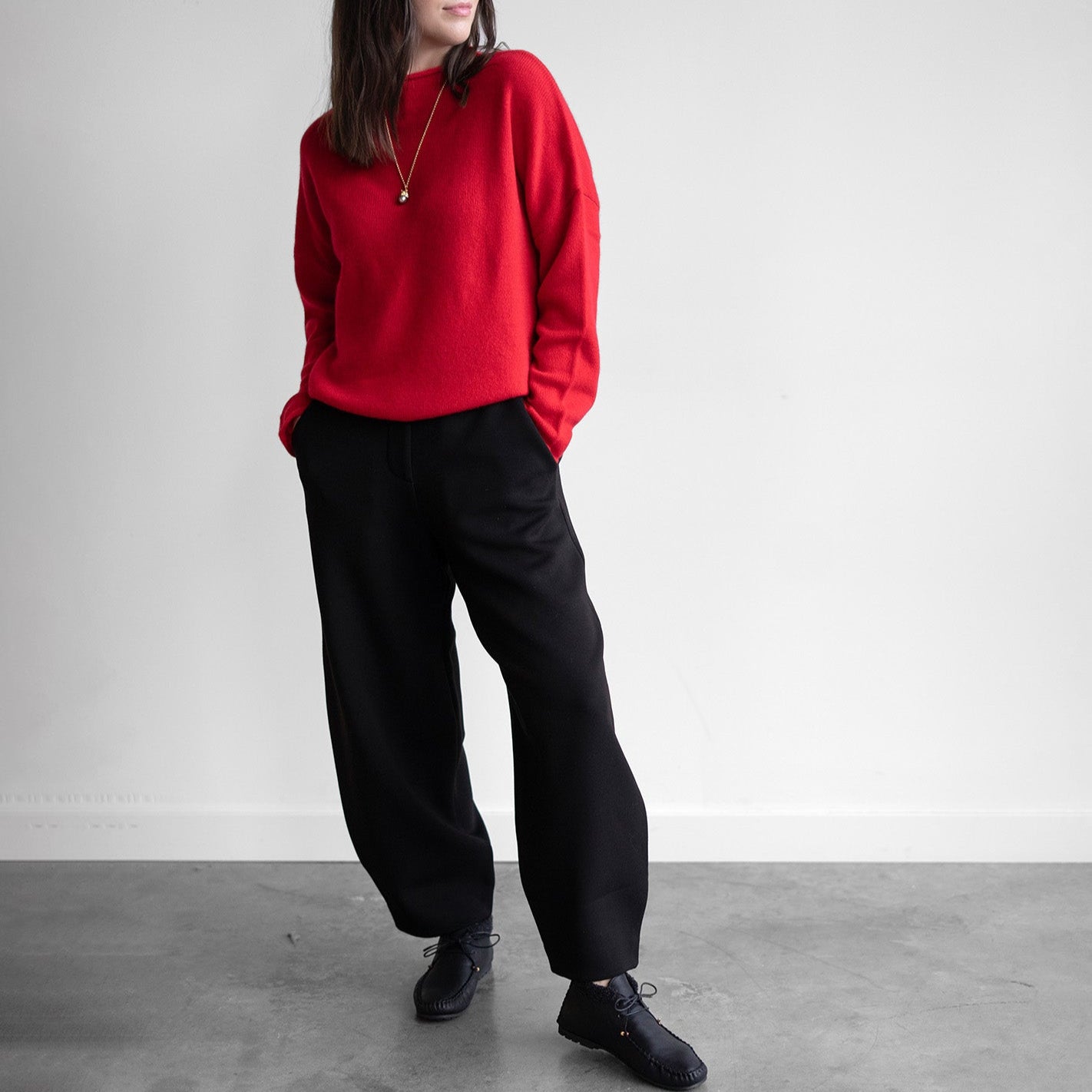 Slouchy Pullover in Crimson