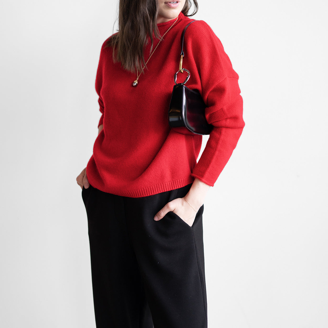 Slouchy Pullover in Crimson