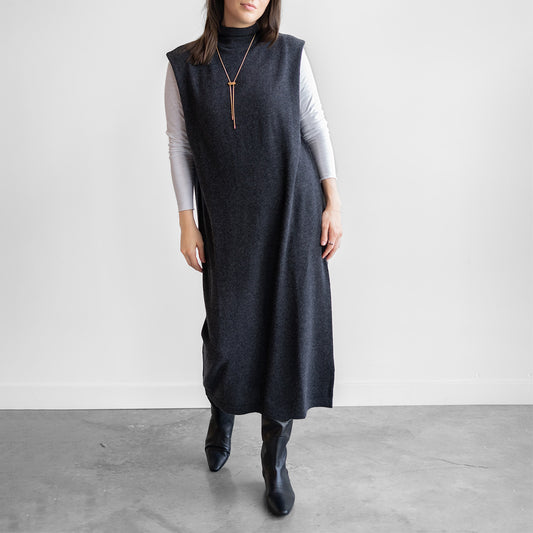 Mockneck Dress in Volcano Grey