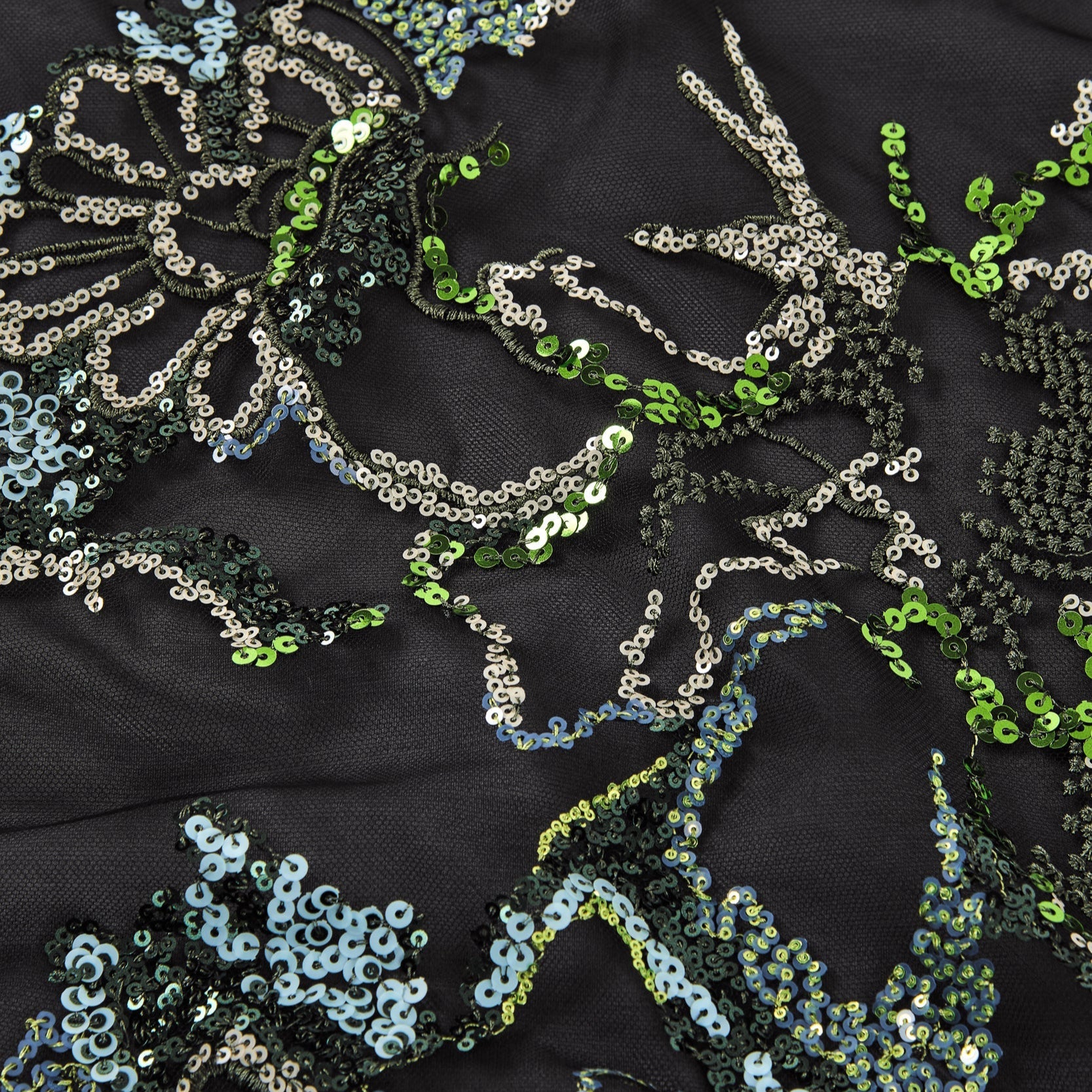 Embroidered Tulle Dress in Green