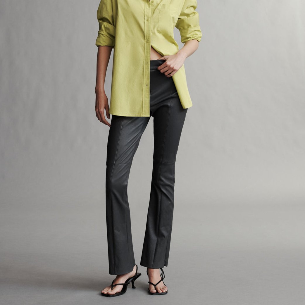 Skinny Love Leather Pant in Black Oyster