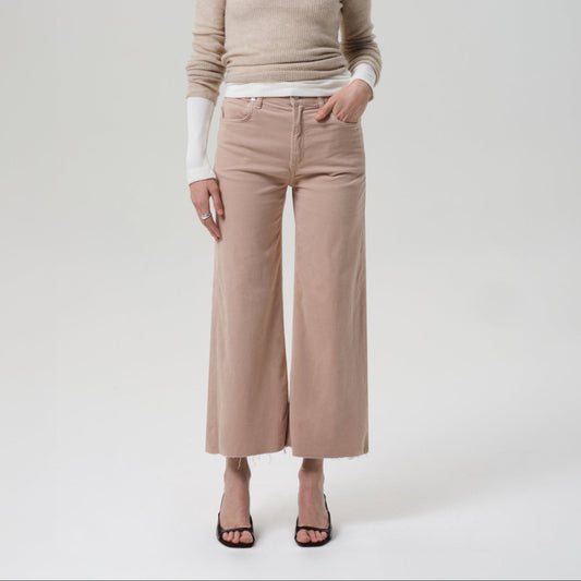 Lyra Crop in Pale Stone Corduroy