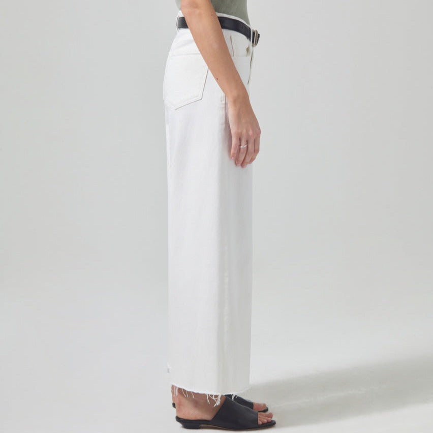 Lyra Cropped Wide Leg Jean in White