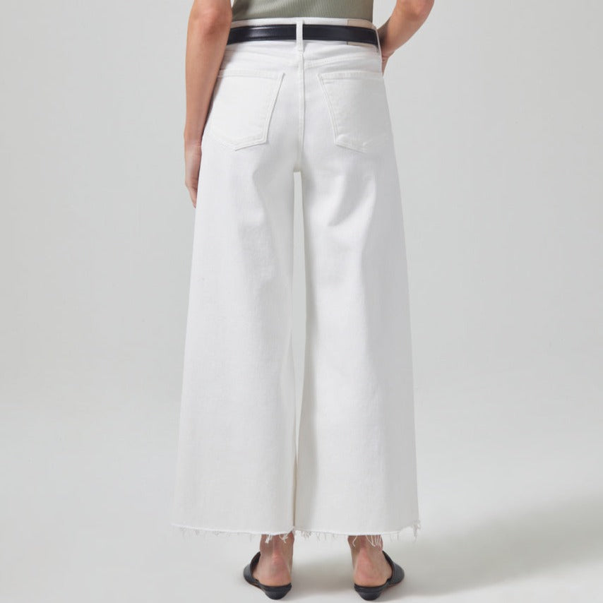 Lyra Cropped Wide Leg Jean in White