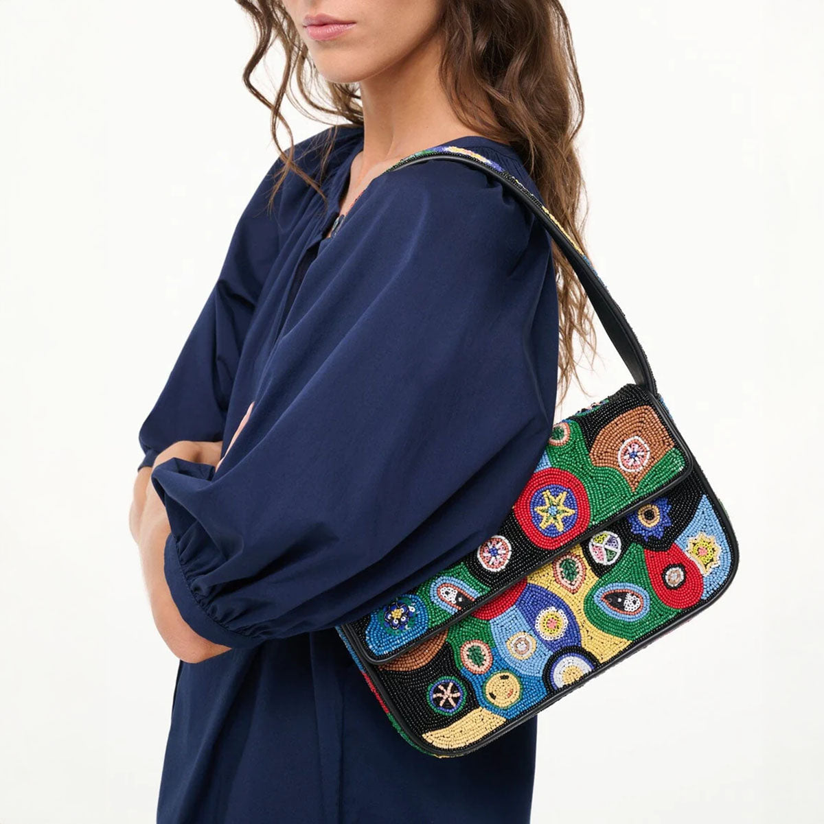 Tommy Beaded Bag in Millefiori Black