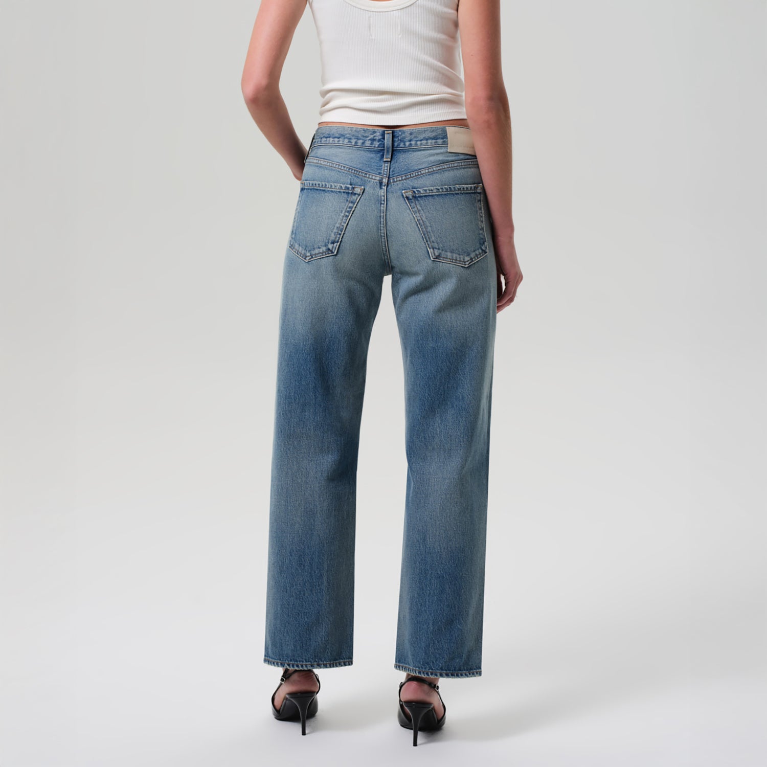 Back view of the Lindz Low Rise Jean in Bijou, featuring a relaxed straight leg and crafted from 100% rigid cotton.