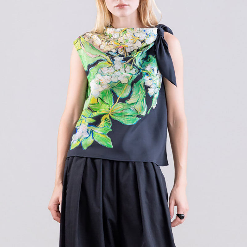 Shoulder Tie Blouse in Black