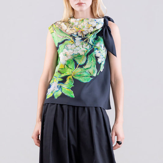 Shoulder Tie Blouse in Black