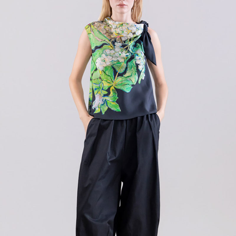 Shoulder Tie Blouse in Black