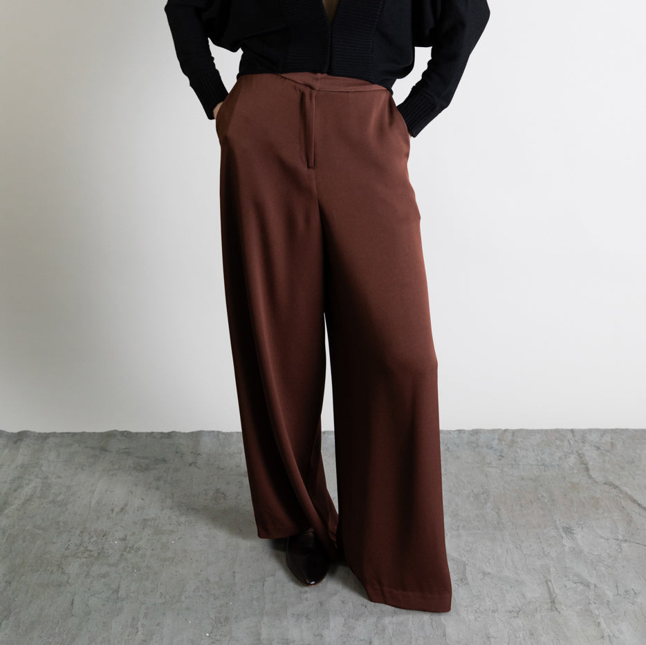 Wide Leg Trouser in Honey Brown