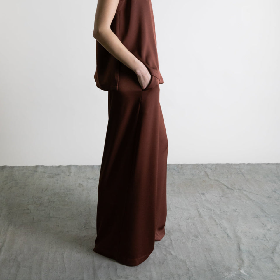 Wide Leg Trouser in Honey Brown