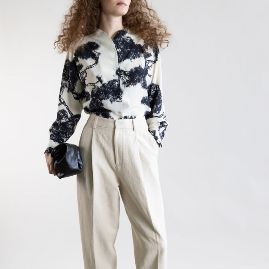 Whispering Lines Blouse in Ivory