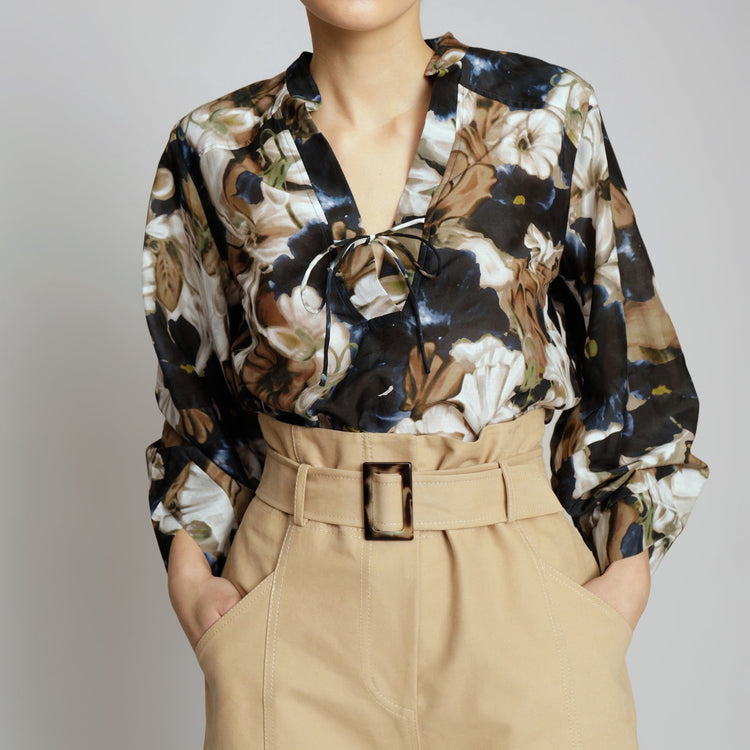 Elevate Floral Blouse in Camel