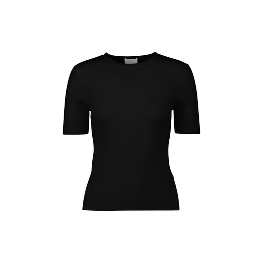 Half Sleeve Knit Tee in Black