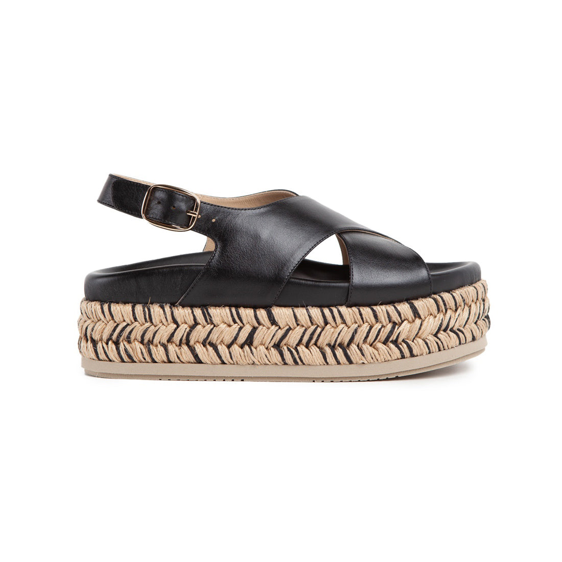 Francia Woven Platform Sandal in Black