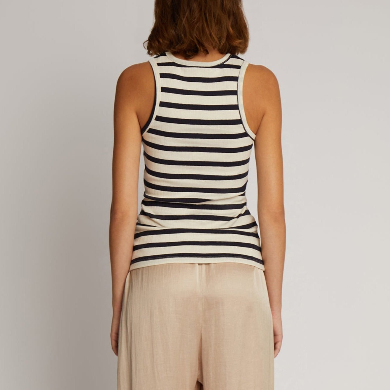 Ommei Ribbed Tank in Navy Stripe