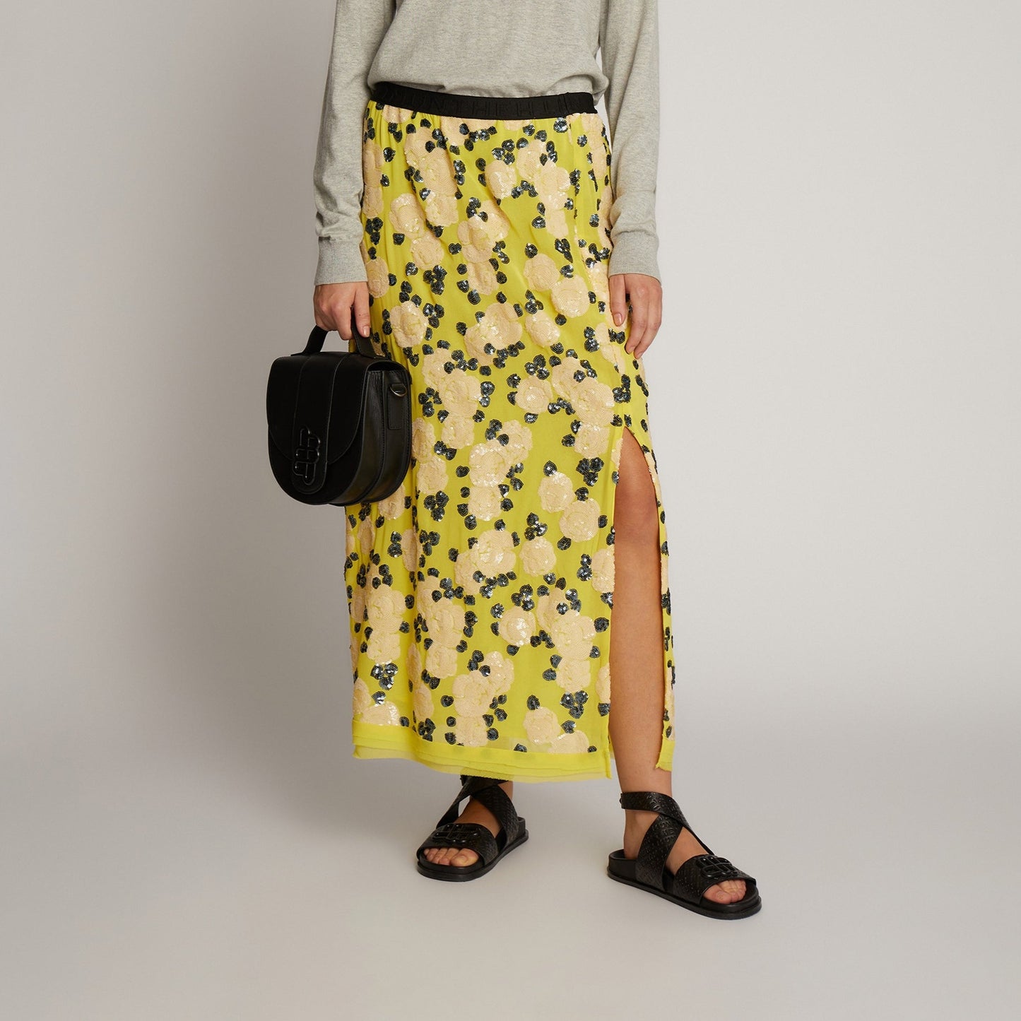 Omi Sequin Skirt in Lemon