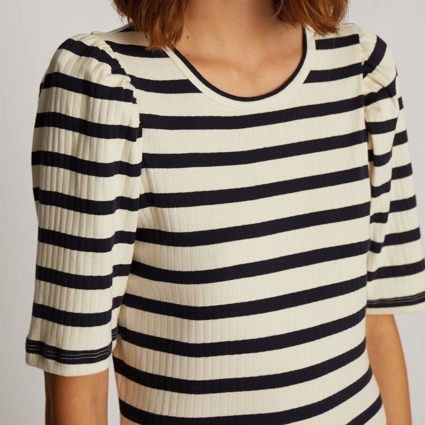 Oran Ribbed Dress in Navy Stripe