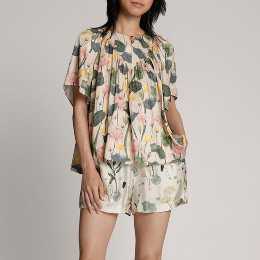 Kaige Printed Blouse in Dusty Green