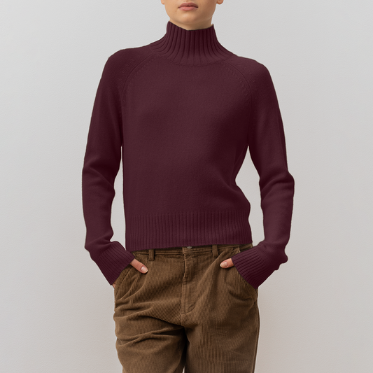 Mockneck Sweater in Sloe Gin