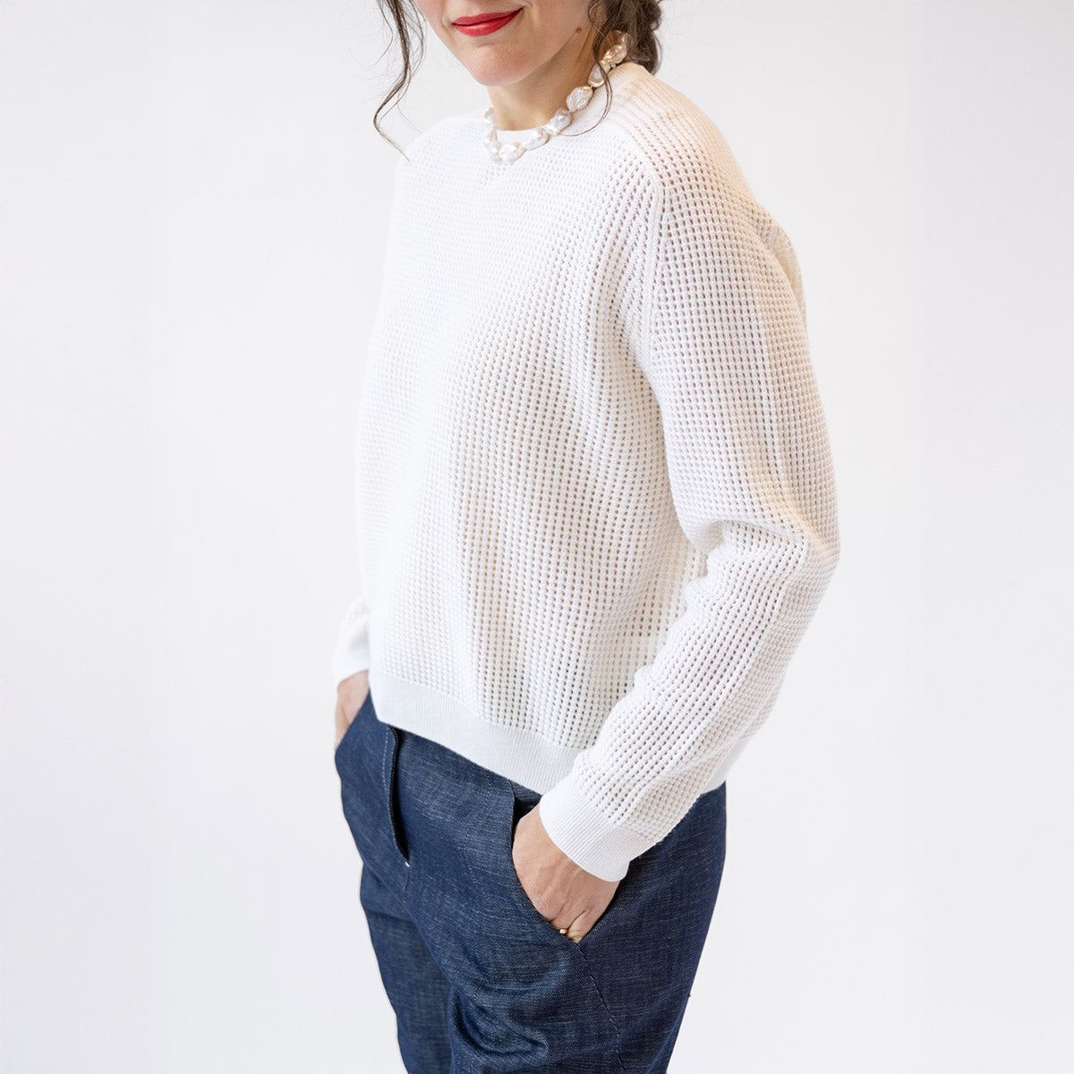 Long Sleeve Crew Sweater in Birch