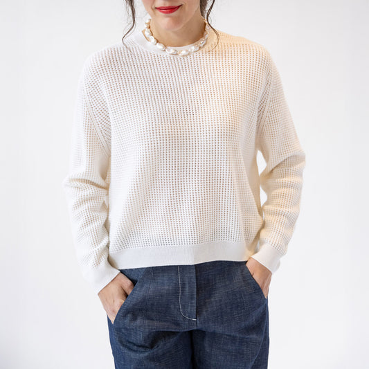 Long Sleeve Crew Sweater in Birch