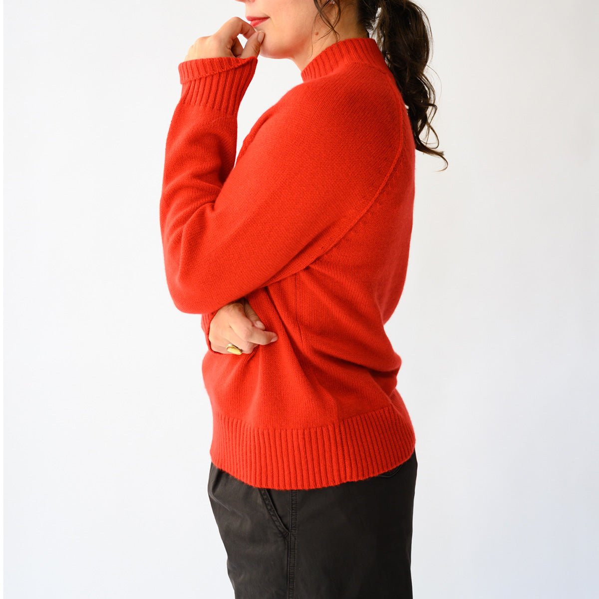 Mockneck Sweater in Scarlet