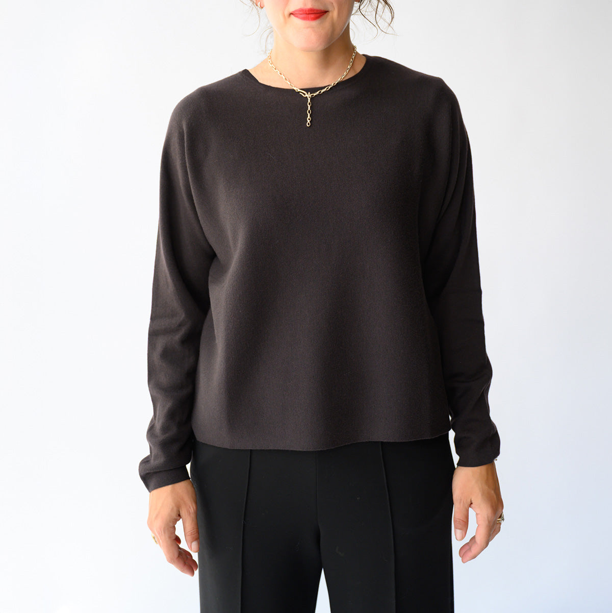 Relaxed Crewneck Sweater in Melasse