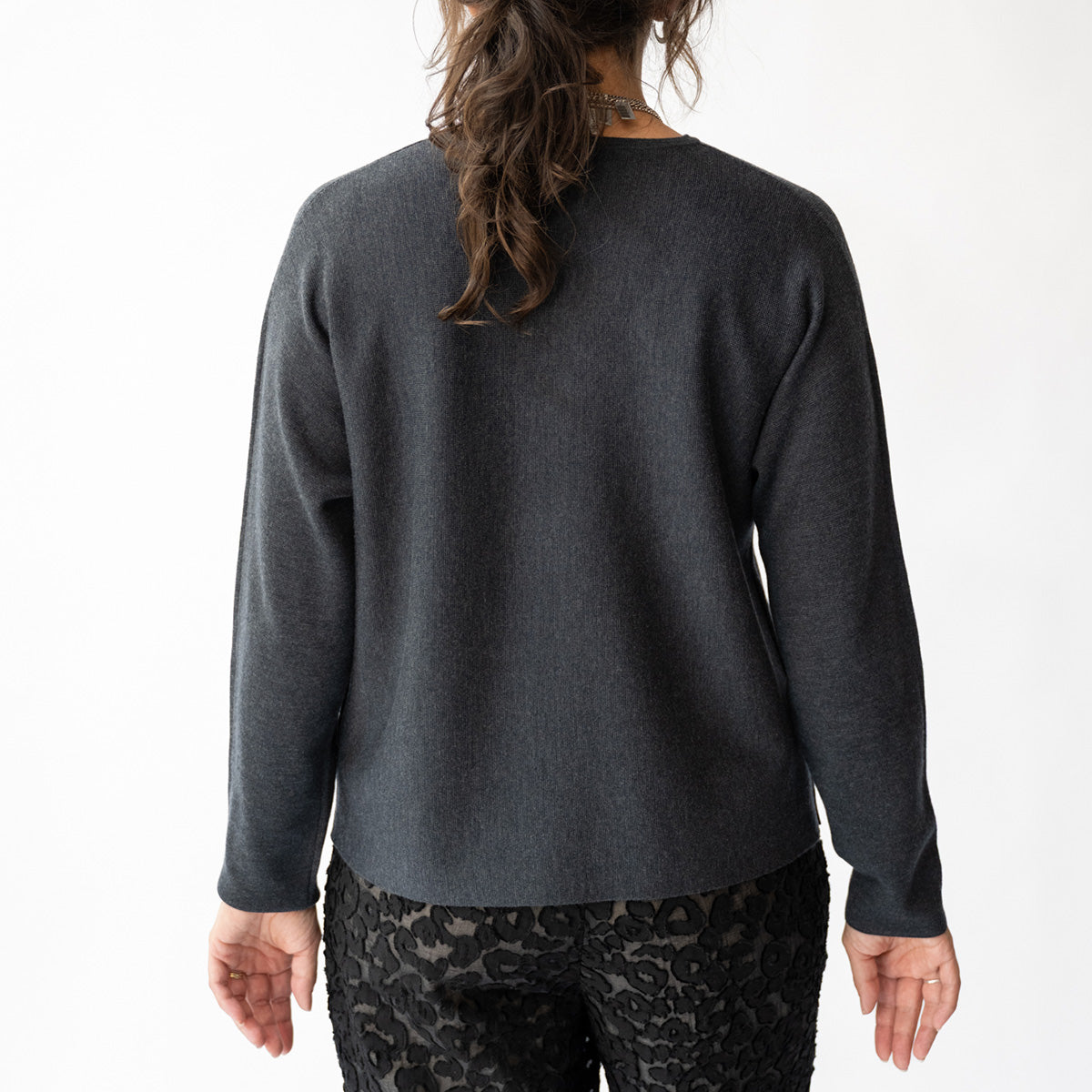 Relaxed Crewneck Sweater in Vulcano Melange