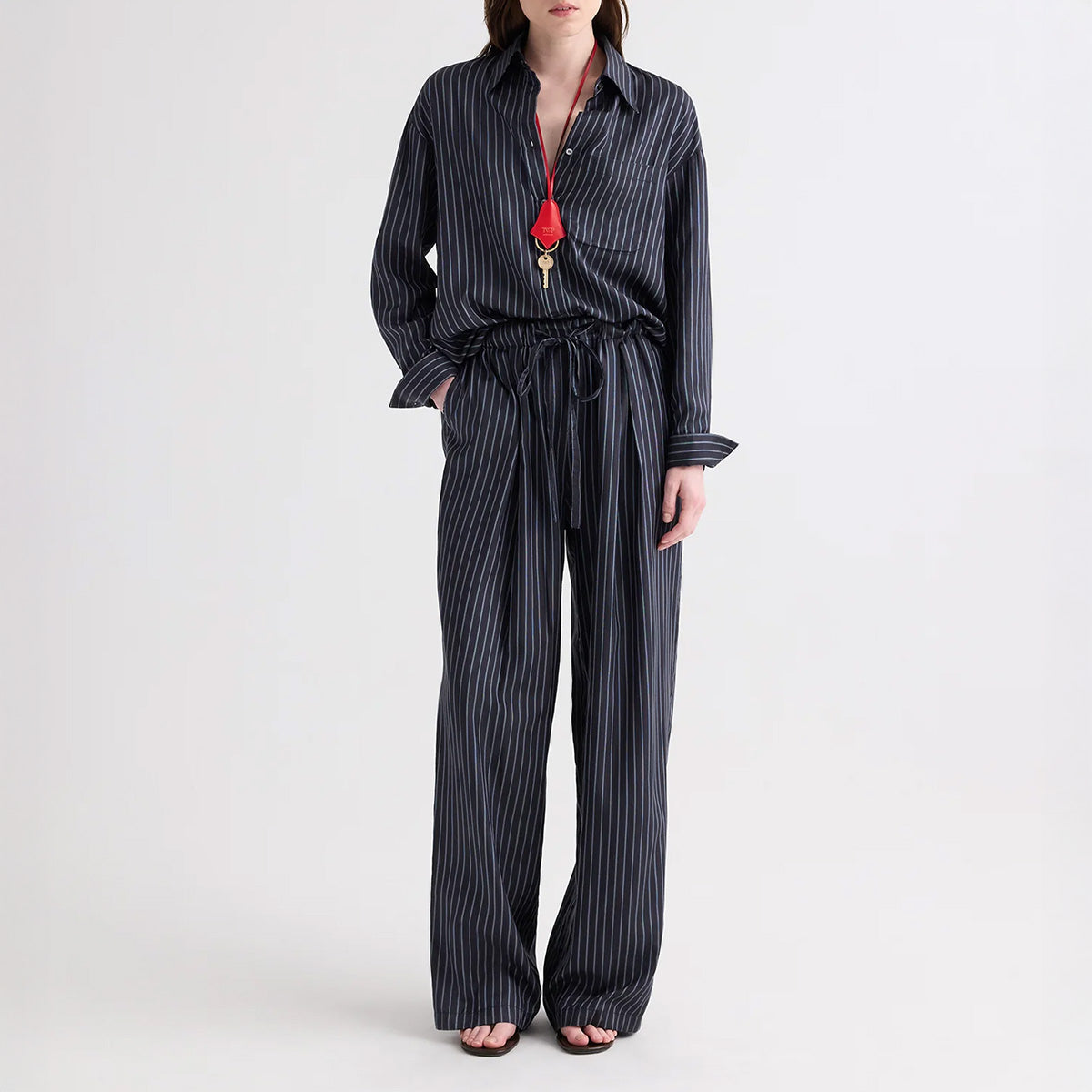 PJ Pant in Blue Night and Turkish Coffee Stripe
