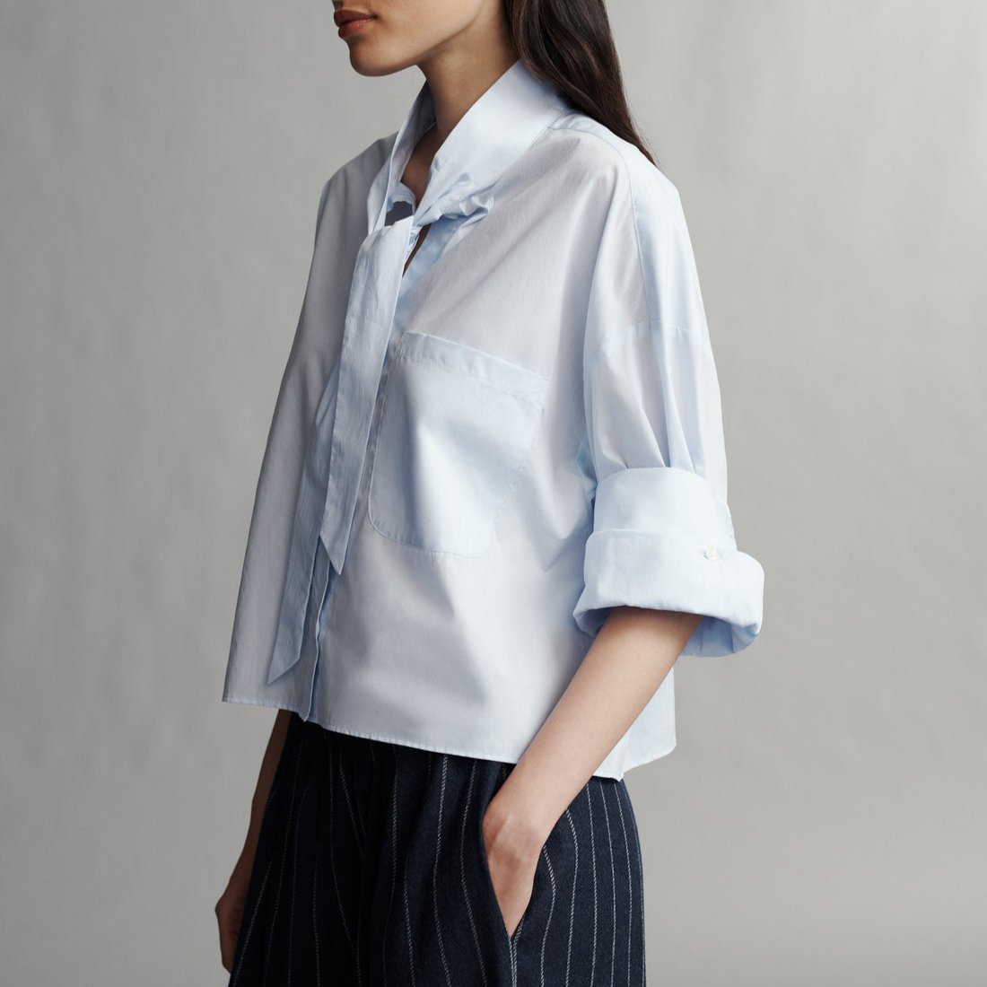 Next Ex Tie Blouse in Baby Blue