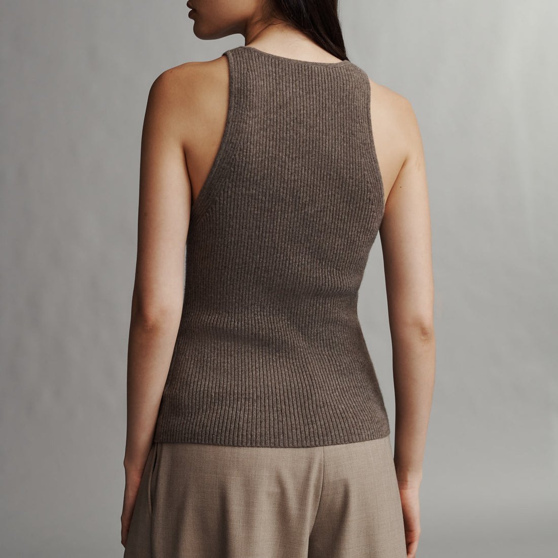 Harbor Cashmere Tank in Fudge Melange