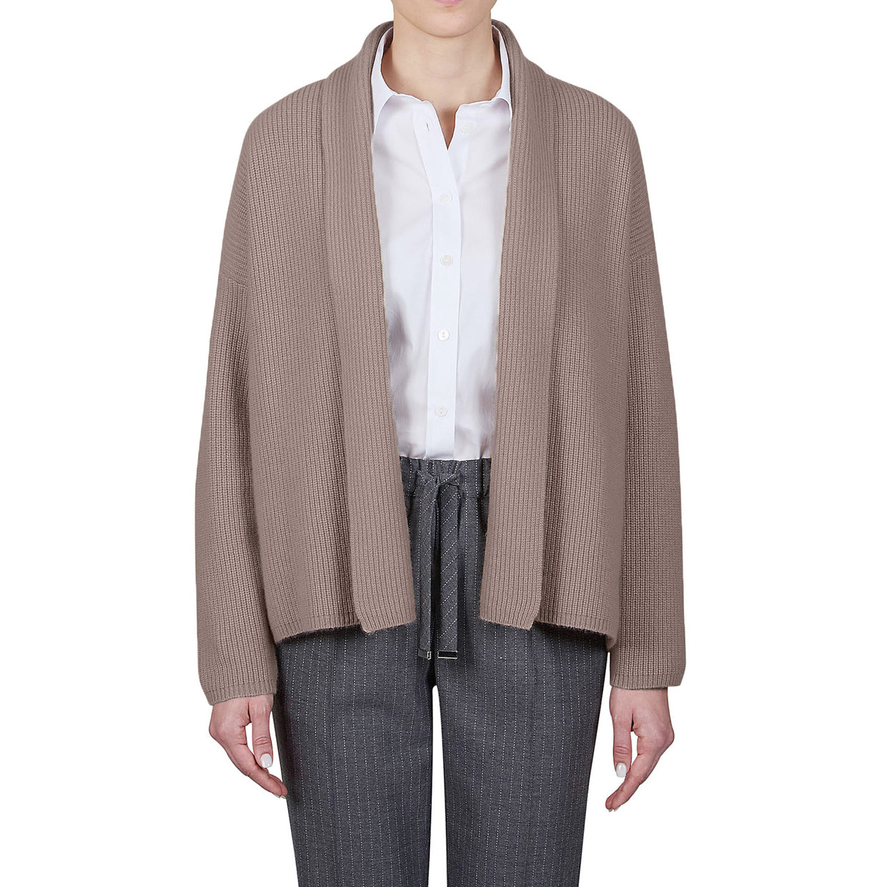 Open Cardigan in Sand Cashmere