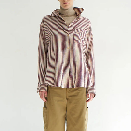 Essential Shirt in Burgundy Stripe