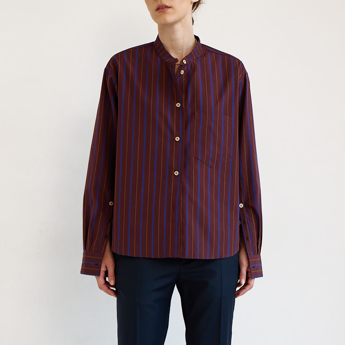 The Editor Shirt in Oxblood Stripe