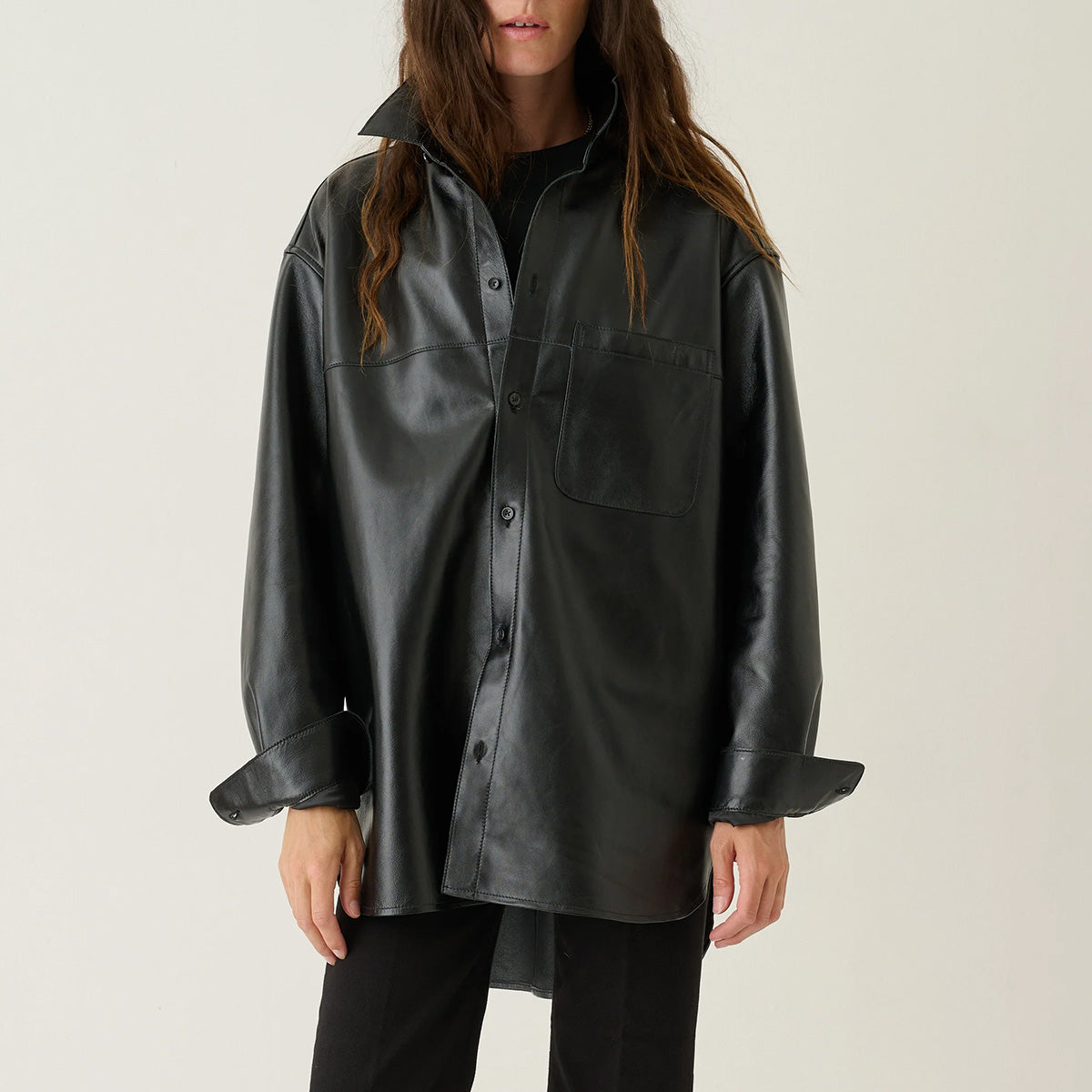 The Essential Leather Shirt in Black