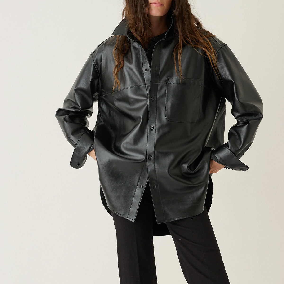 The Essential Leather Shirt in Black