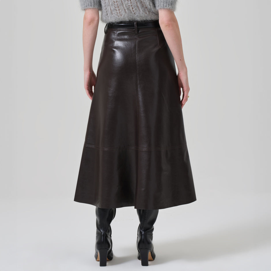 Cassia Leather Skirt in Chocolate