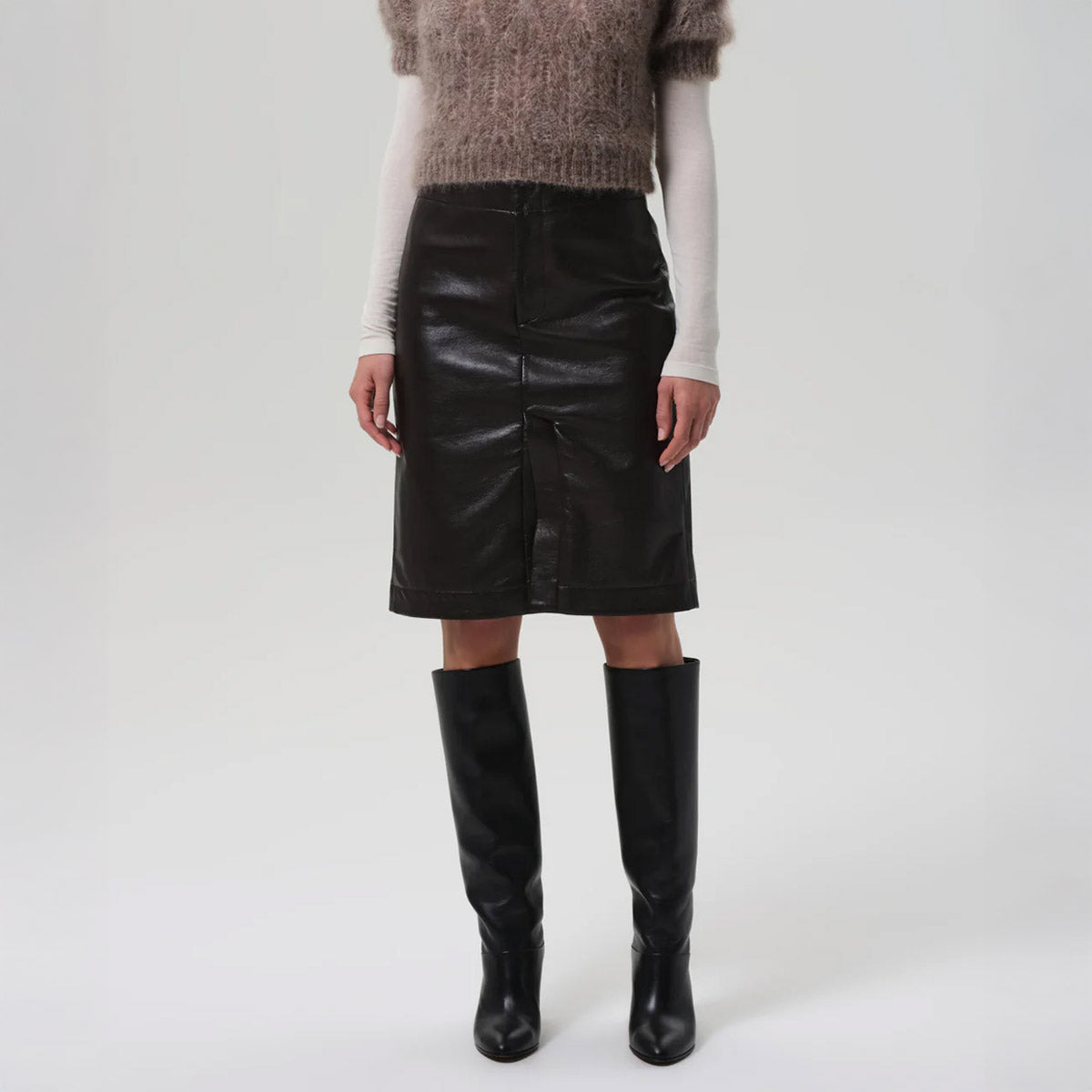 Nara Pencil Skirt in Dark Brown Chocolate
