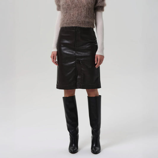 Nara Pencil Skirt in Dark Brown Chocolate