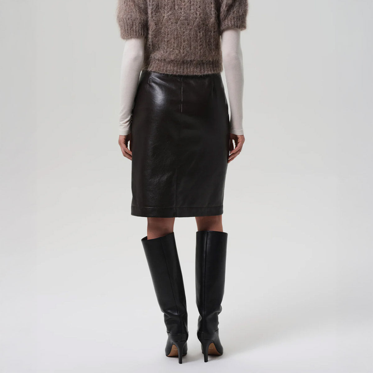Nara Pencil Skirt in Dark Brown Chocolate