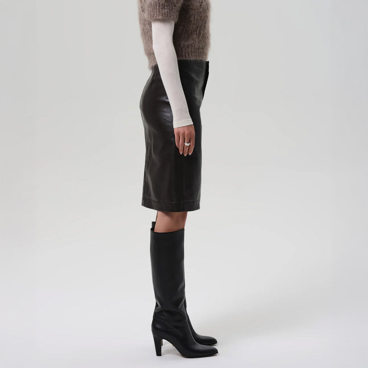 Nara Pencil Skirt in Dark Brown Chocolate