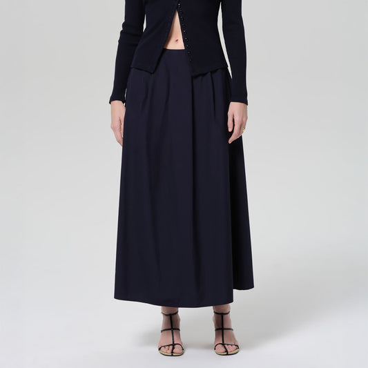 Emi Poplin Skirt in Navy