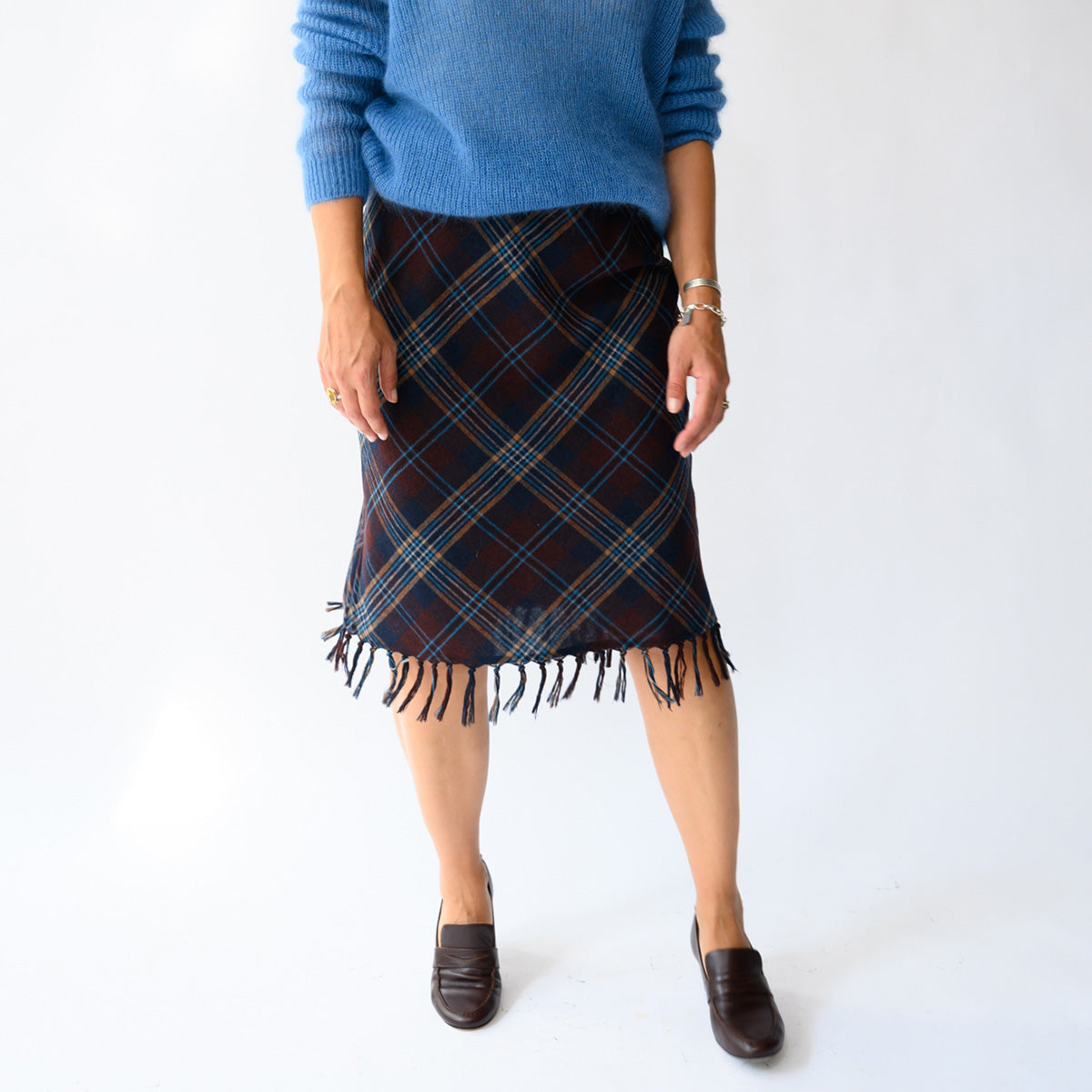 Elowette Fringe Skirt in Willoughby Plaid
