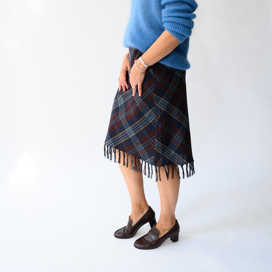 Elowette Fringe Skirt in Willoughby Plaid