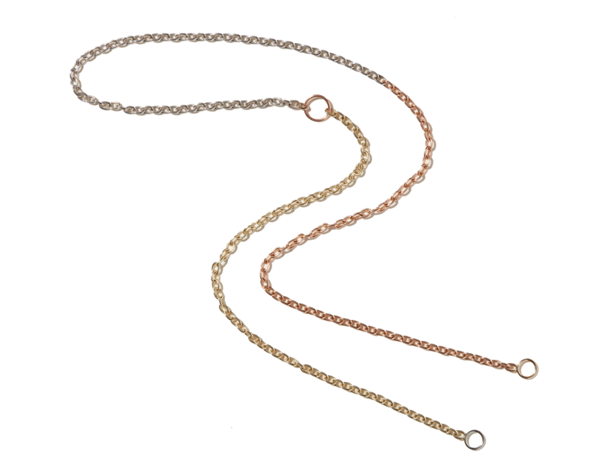 Mixed 14k Gold 3x3 Pulley Chain